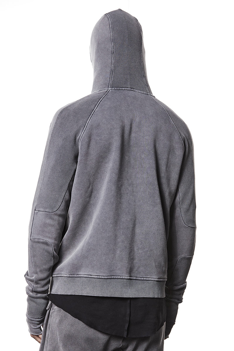 USED GREY SWEAT HOODED ZIP JACKET