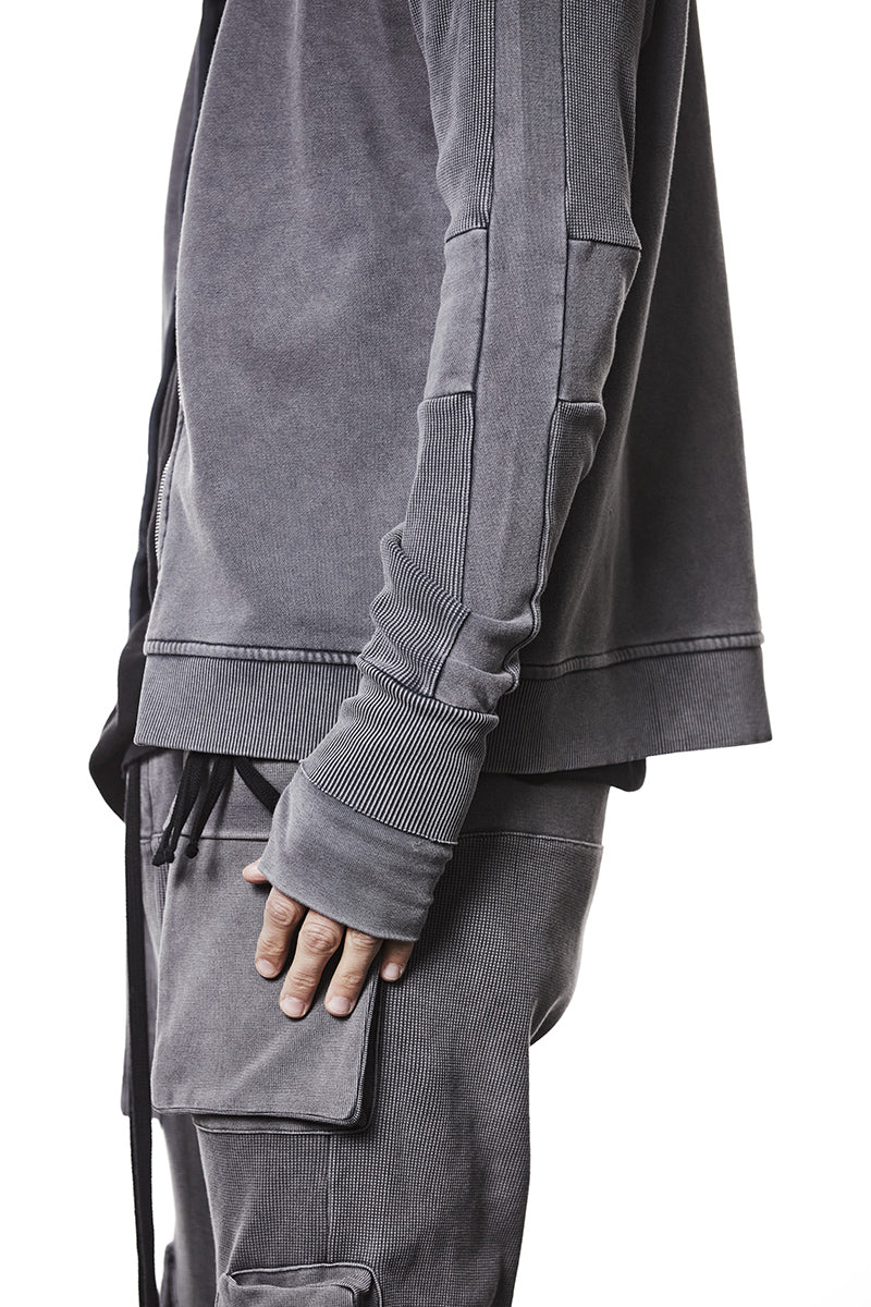 Thom Krom | Shop Online | AW25 | Used Grey Sweat Hooded Zip