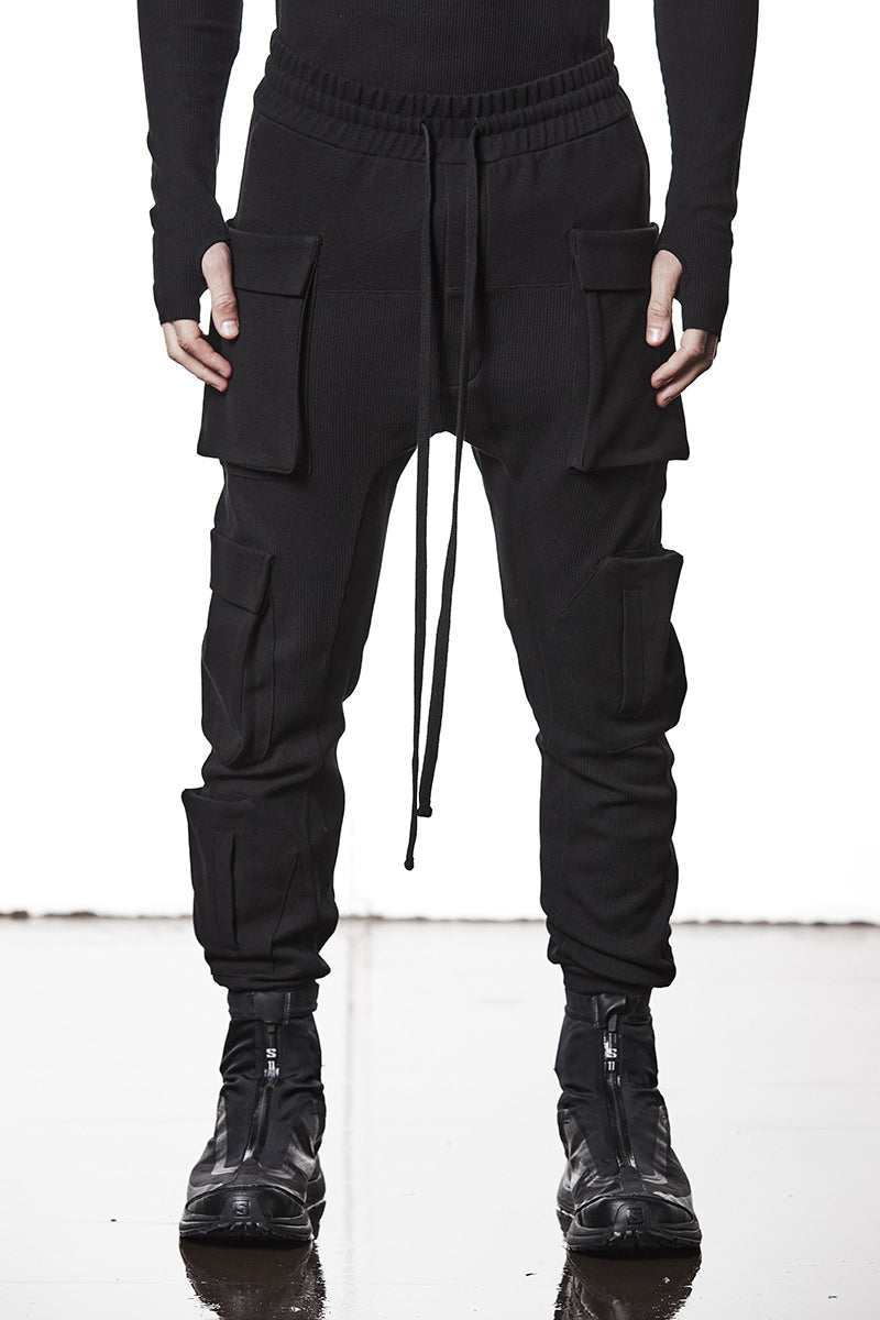 BLACK SWEAT MATMIX CARGO PANTS