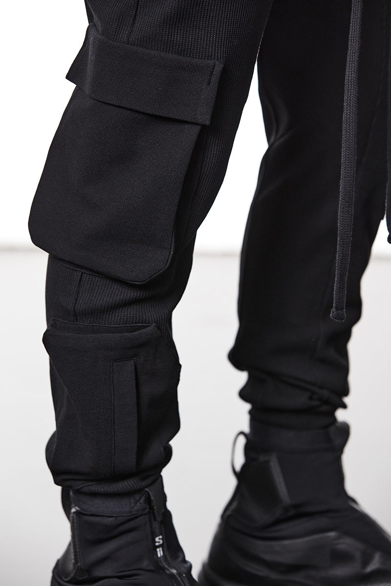 BLACK SWEAT MATMIX CARGO PANTS