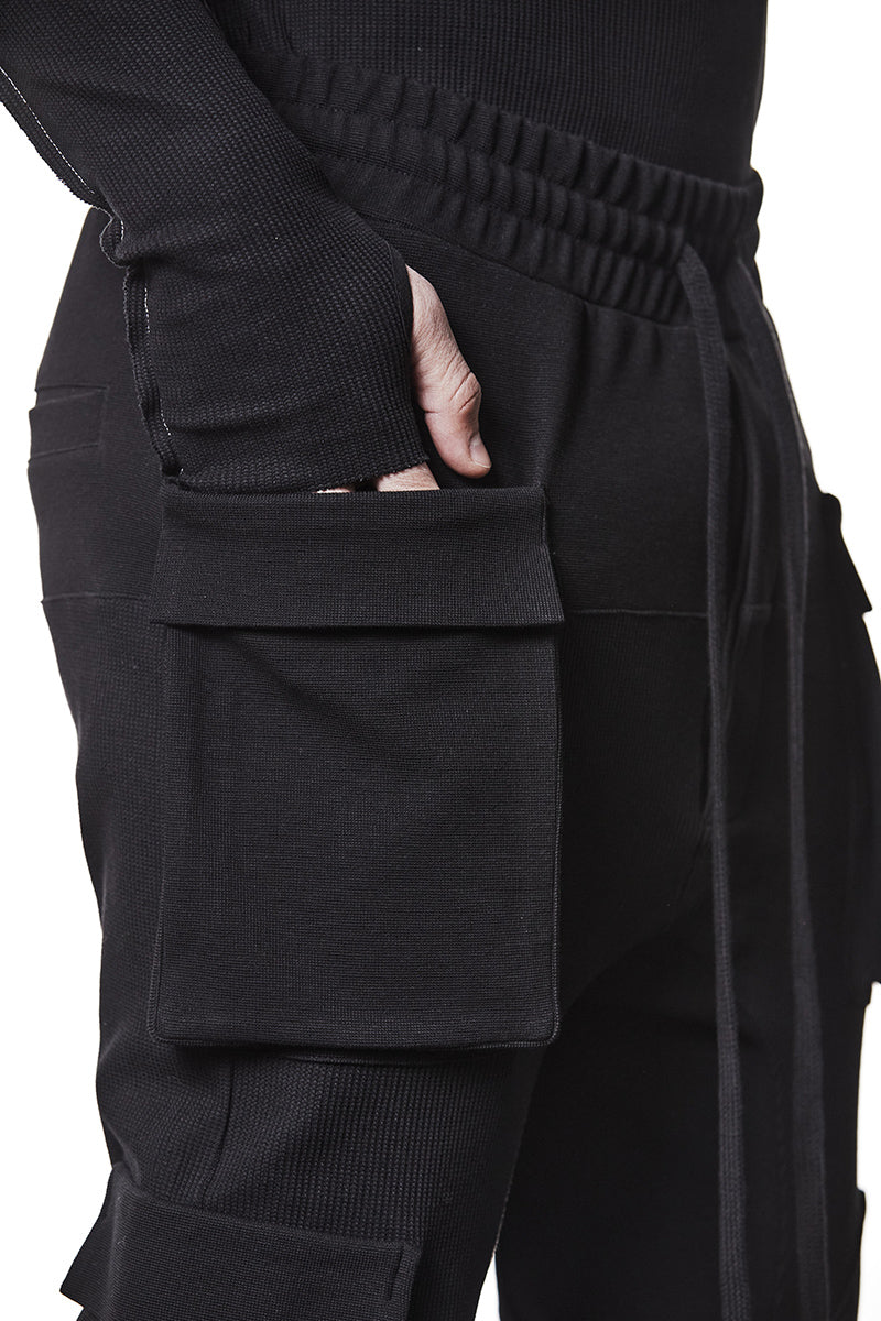 BLACK SWEAT MATMIX CARGO PANTS