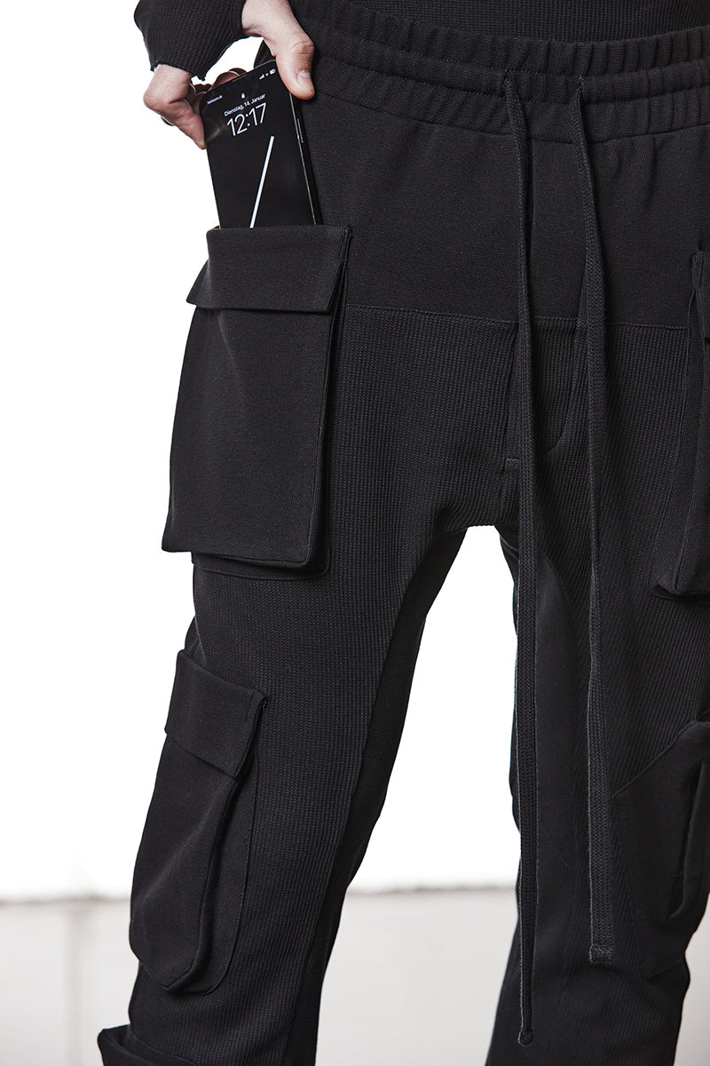 BLACK SWEAT MATMIX CARGO PANTS