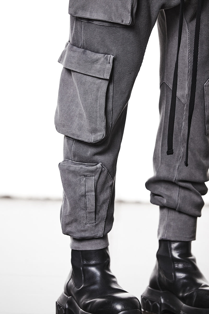 USED GREY SWEAT MATMIX CARGO PANTS