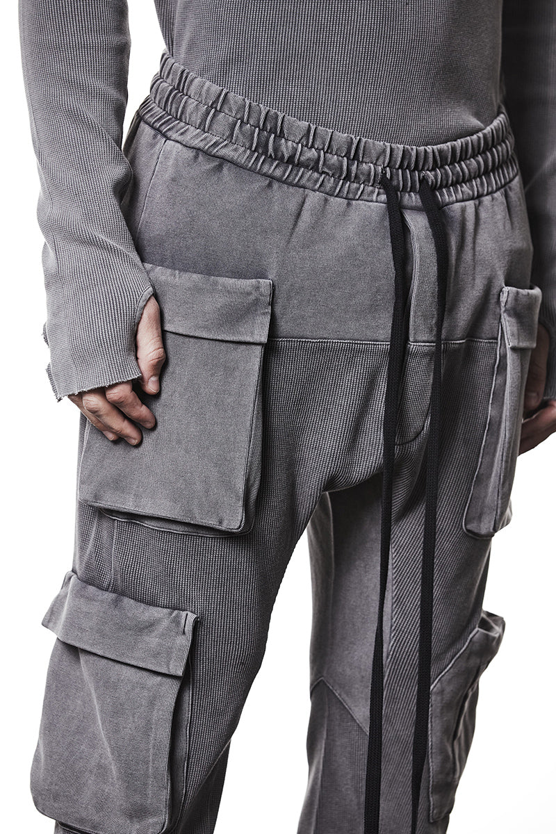 USED GREY SWEAT MATMIX CARGO PANTS