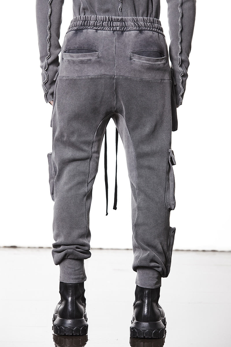 USED GREY SWEAT MATMIX CARGO PANTS