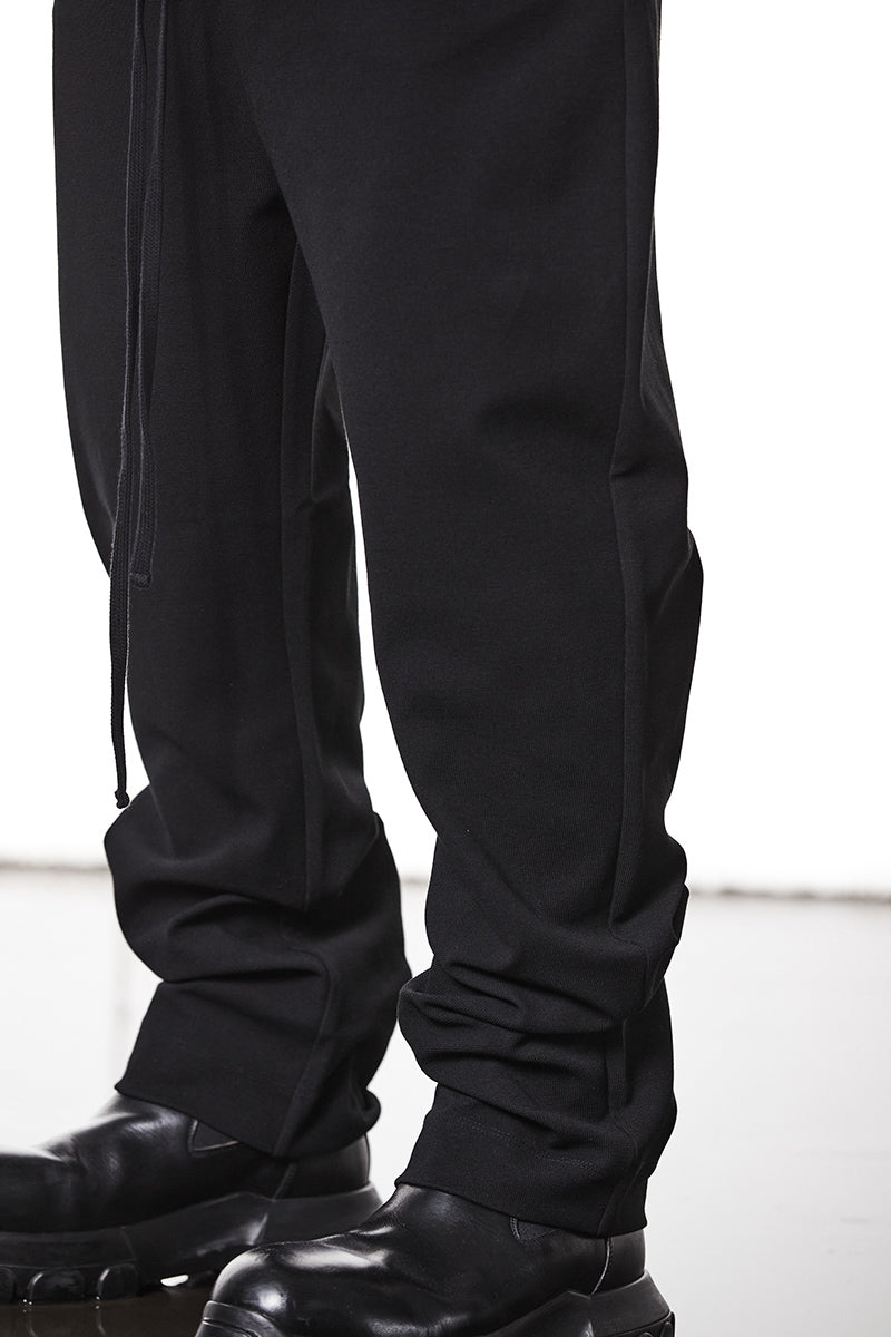BLACK STRUCTURED WOVEN LOW CROTCH PANTS