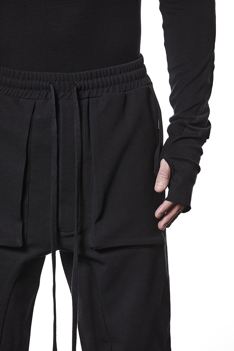 BLACK DROP CROTCH TROUSERS