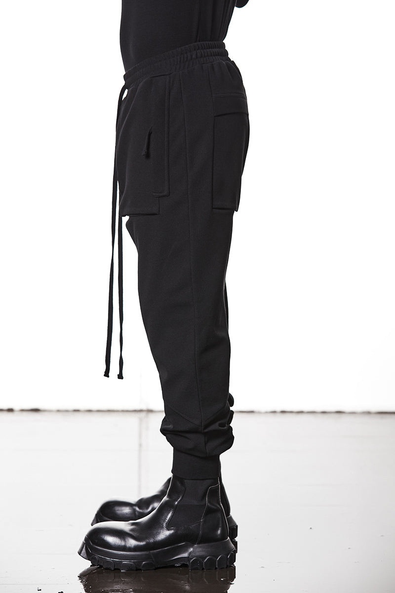 BLACK DROP CROTCH TROUSERS