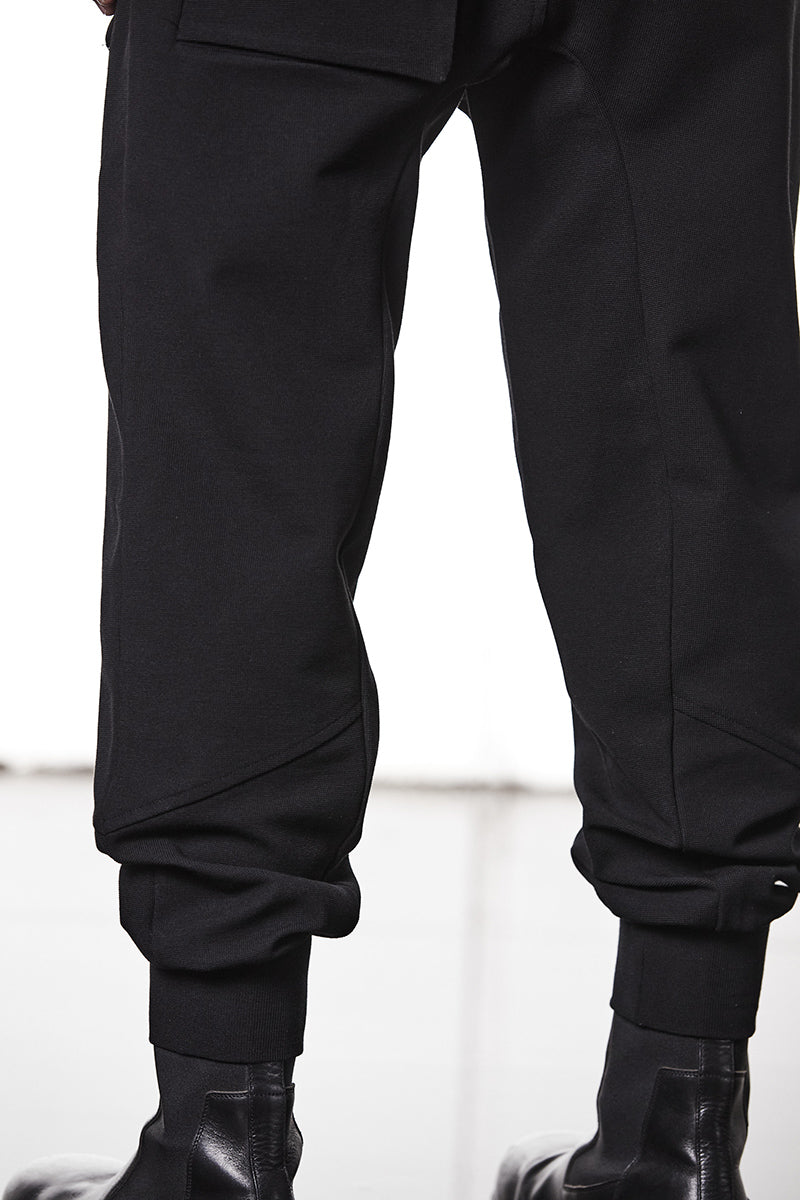 BLACK DROP CROTCH TROUSERS