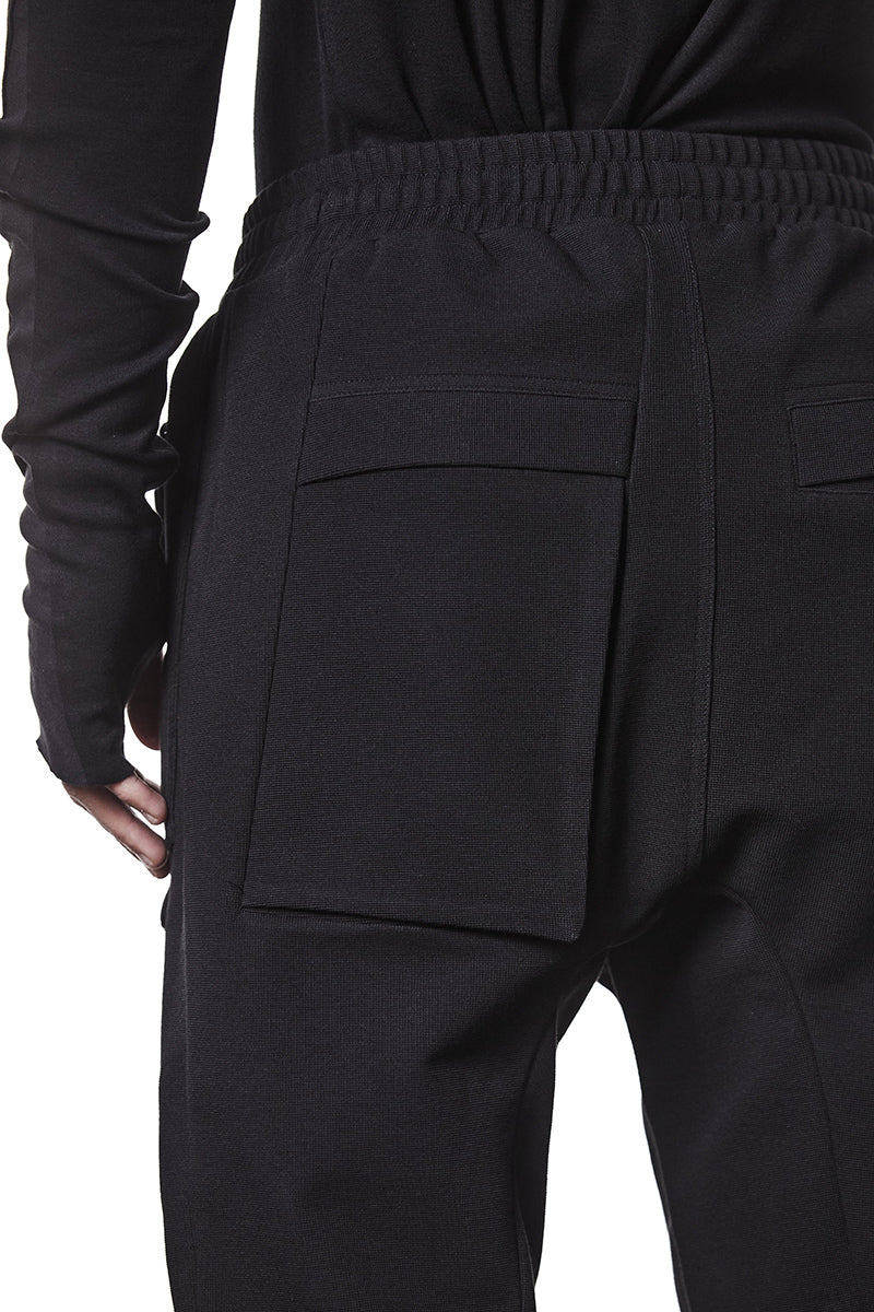 BLACK DROP CROTCH TROUSERS