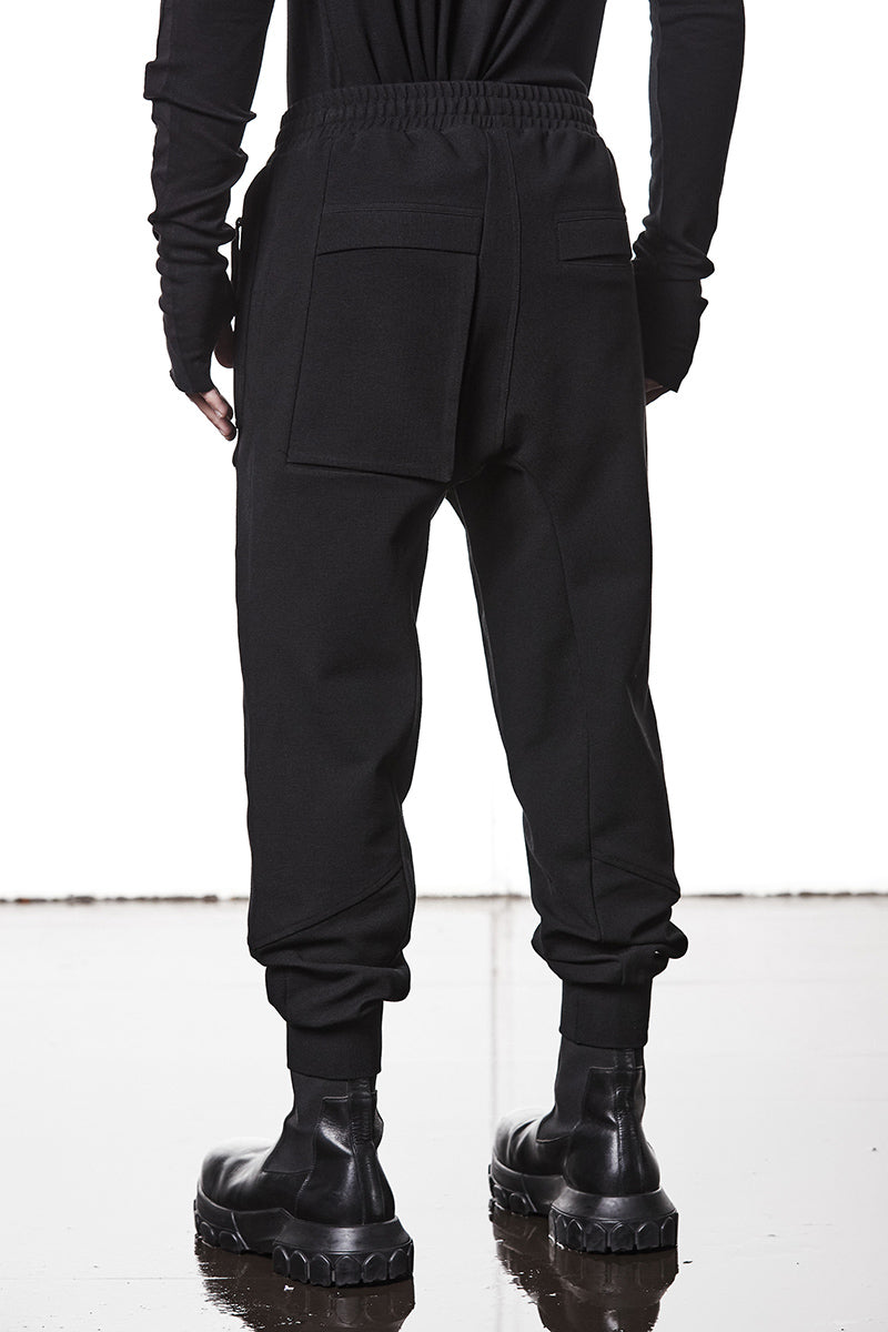 BLACK DROP CROTCH TROUSERS