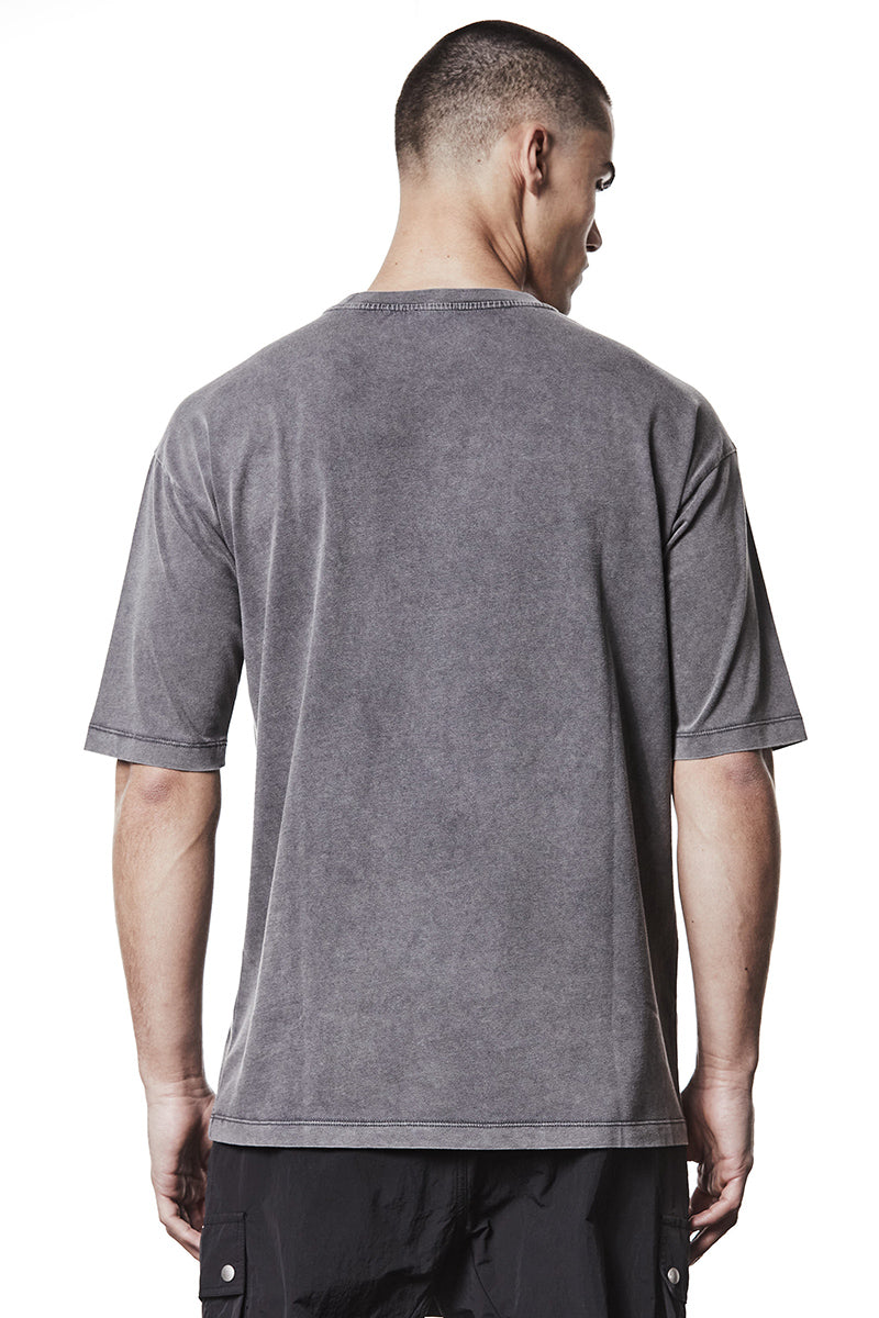 USED GREY PATCHED PRINT TEE