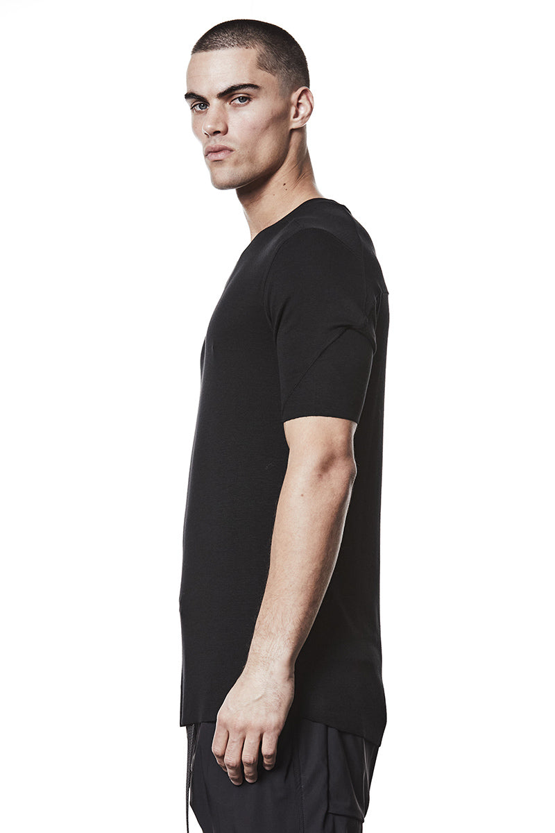 BLACK REGULAR FIT SOFT FLUFFY TEE