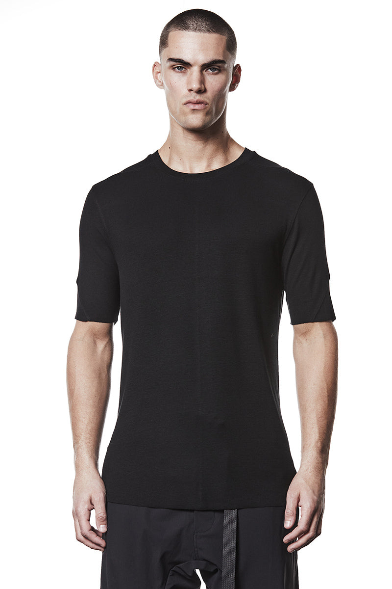 BLACK REGULAR FIT SOFT FLUFFY TEE