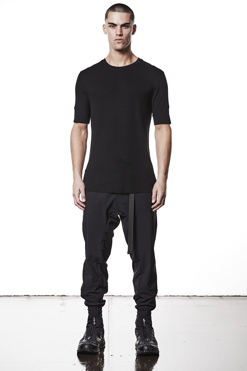 BLACK REGULAR FIT SOFT FLUFFY TEE