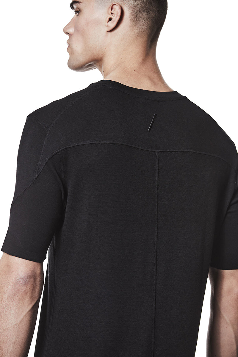 BLACK REGULAR FIT SOFT FLUFFY TEE