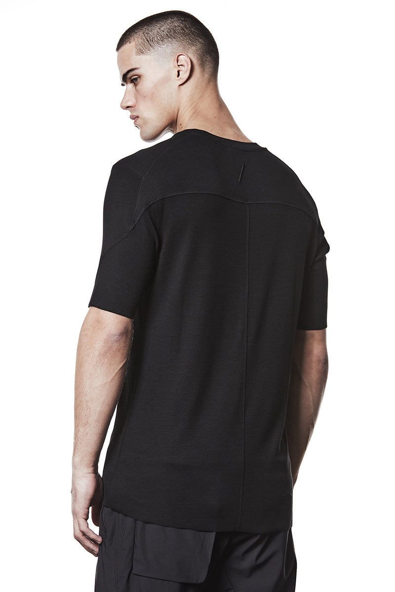 BLACK REGULAR FIT SOFT FLUFFY TEE