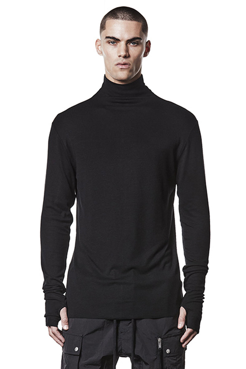 BLACK SOFT ROLL NECK TOP