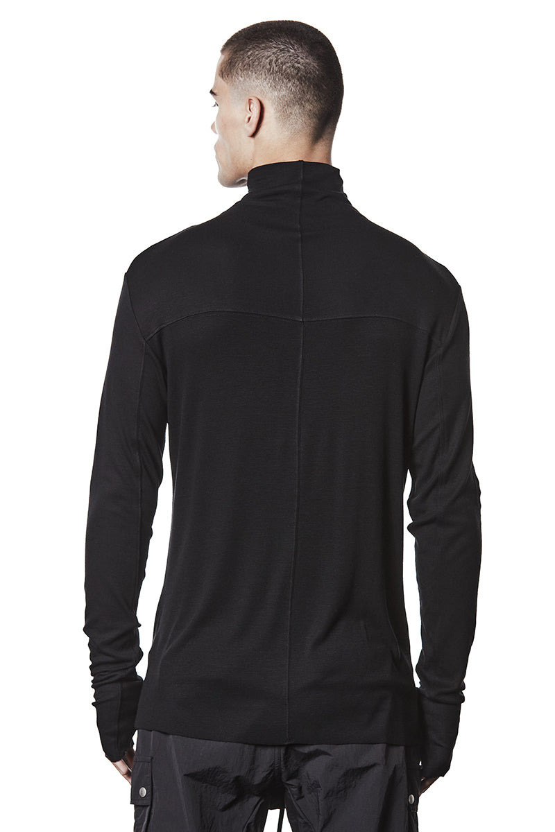 BLACK SOFT ROLL NECK TOP