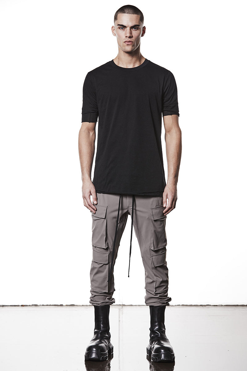 BLACK TWO LAYER LOOK TEE