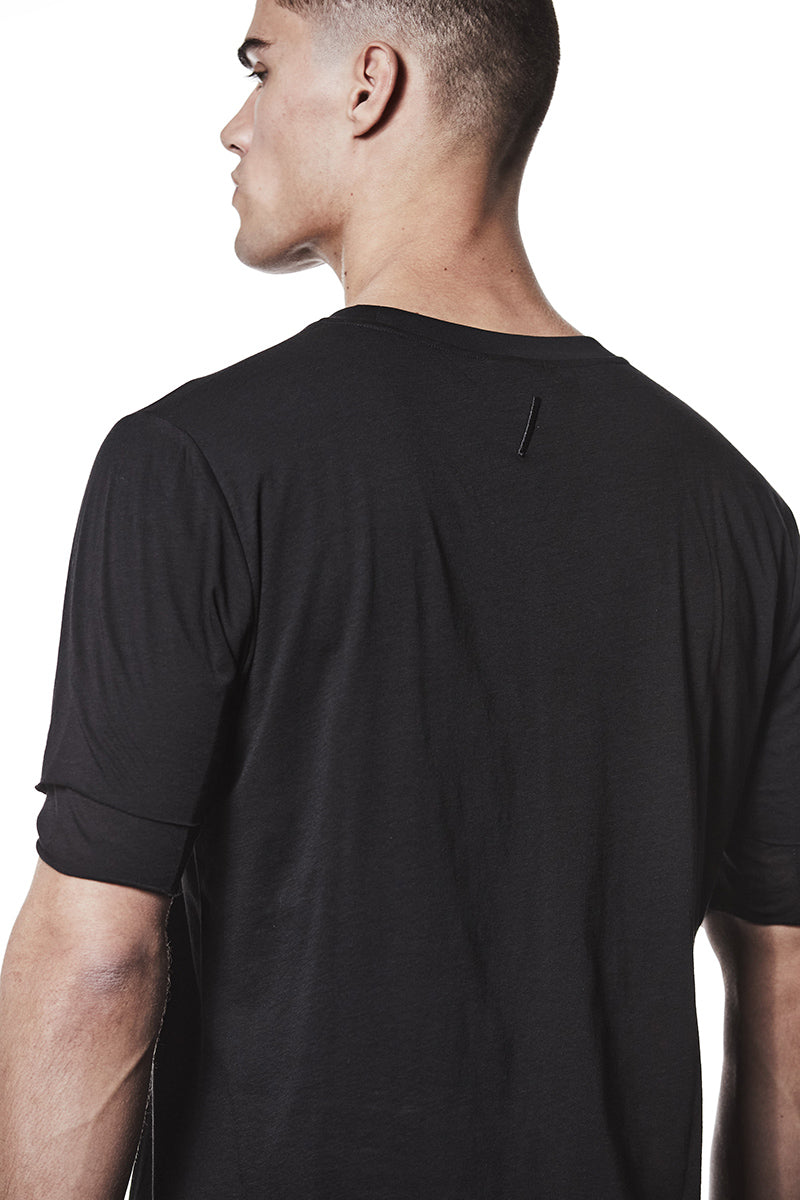 BLACK TWO LAYER LOOK TEE
