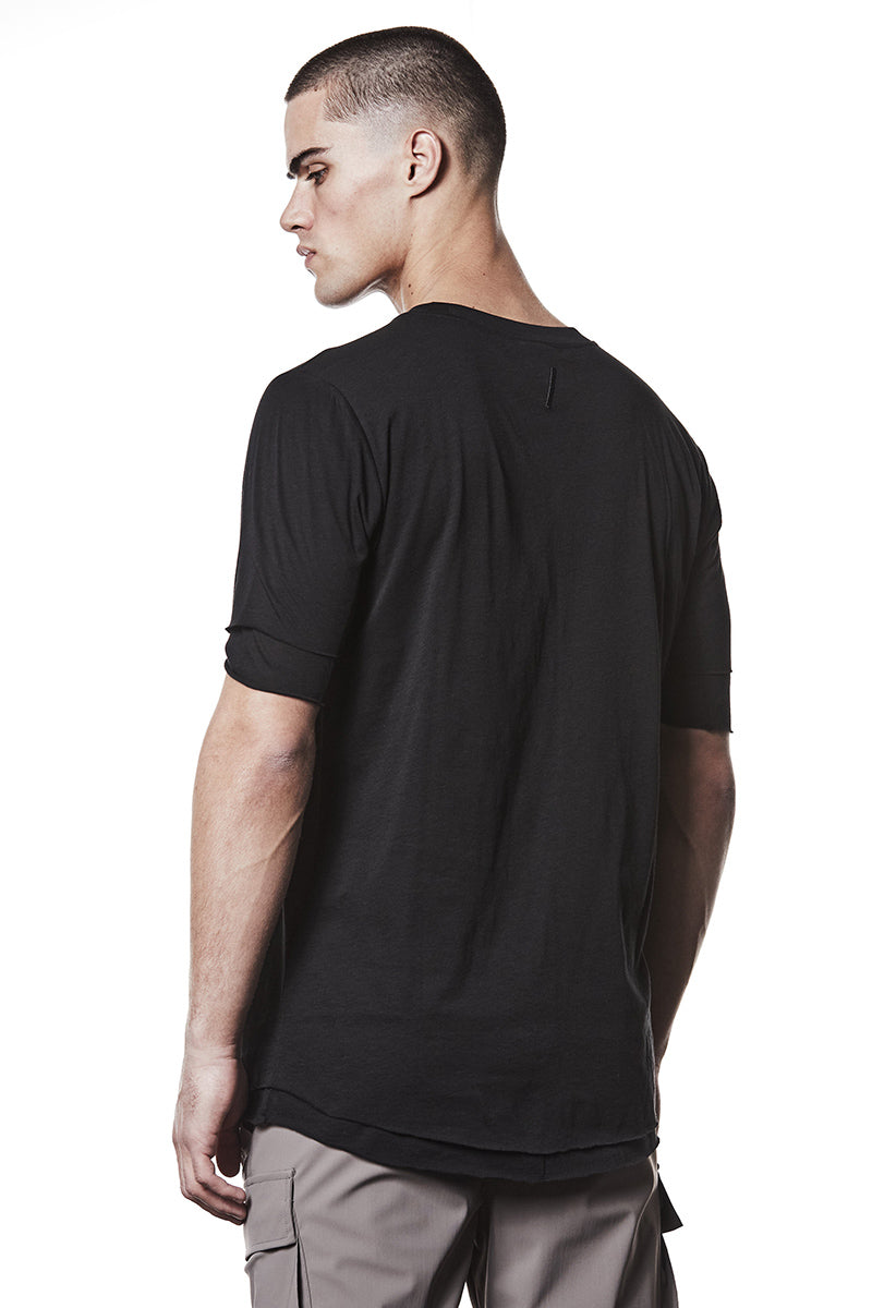 BLACK TWO LAYER LOOK TEE