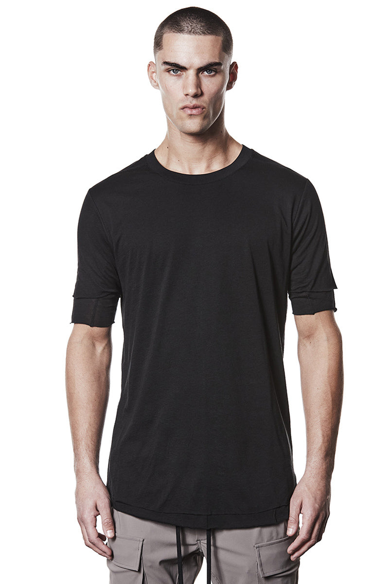 BLACK TWO LAYER LOOK TEE