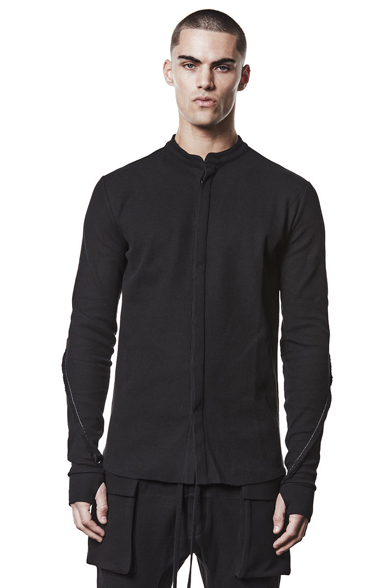 BLACK STRUCTURED SOFT JERSEY SHIRT
