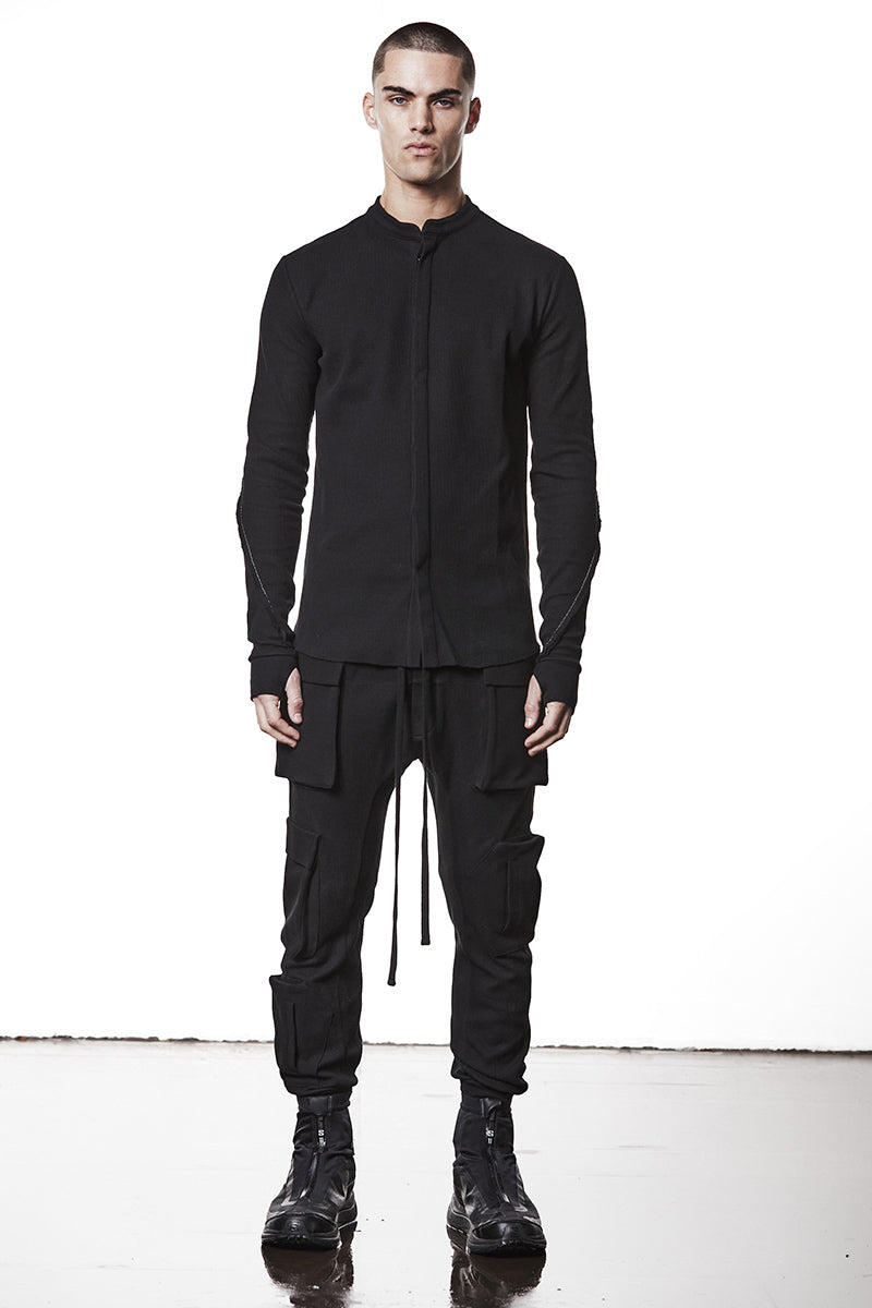 BLACK STRUCTURED SOFT JERSEY SHIRT