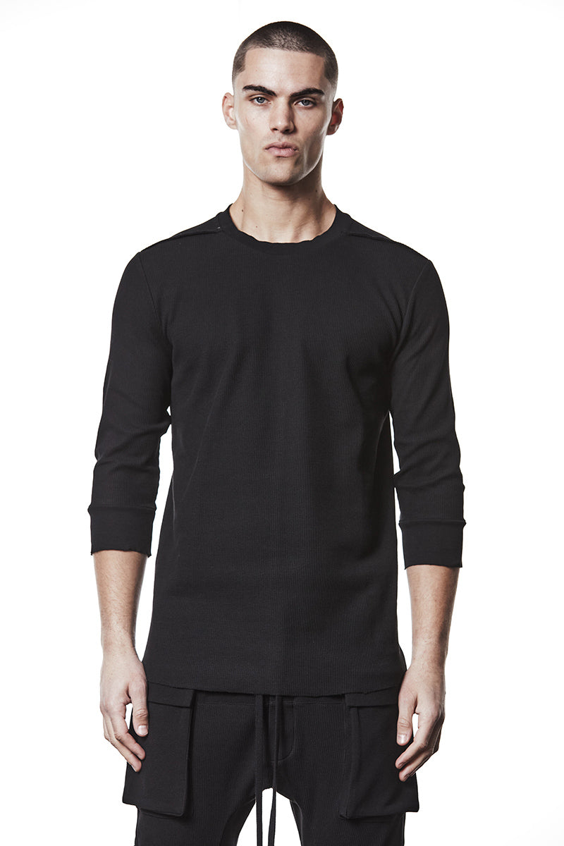 BLACK STRUCTURED SOFT JERSEY TEE