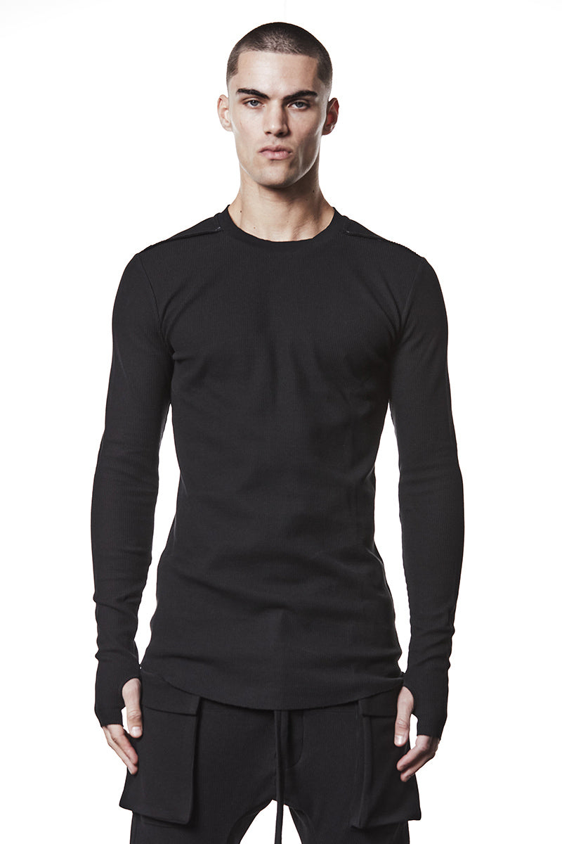 BLACK STRUCTURED SOFT JERSEY TOP