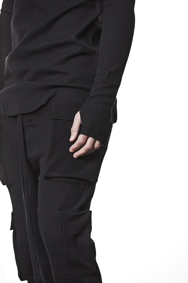 BLACK STRUCTURED SOFT JERSEY TOP