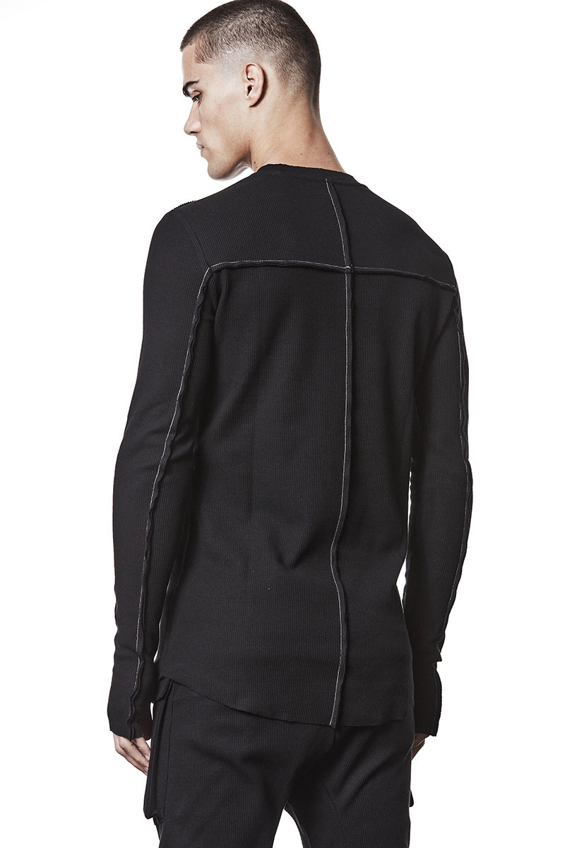 BLACK STRUCTURED SOFT JERSEY TOP