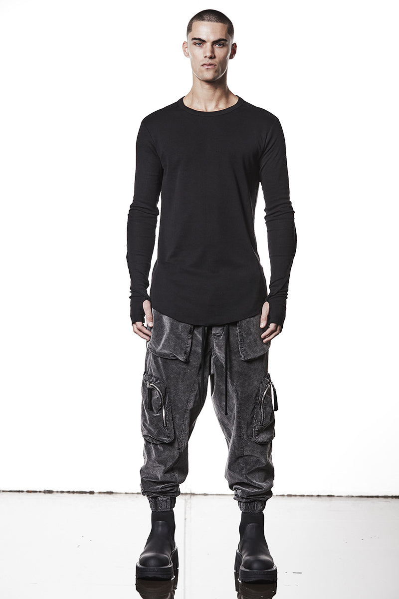 BLACK LIGHT COTTON JERSEY TOP