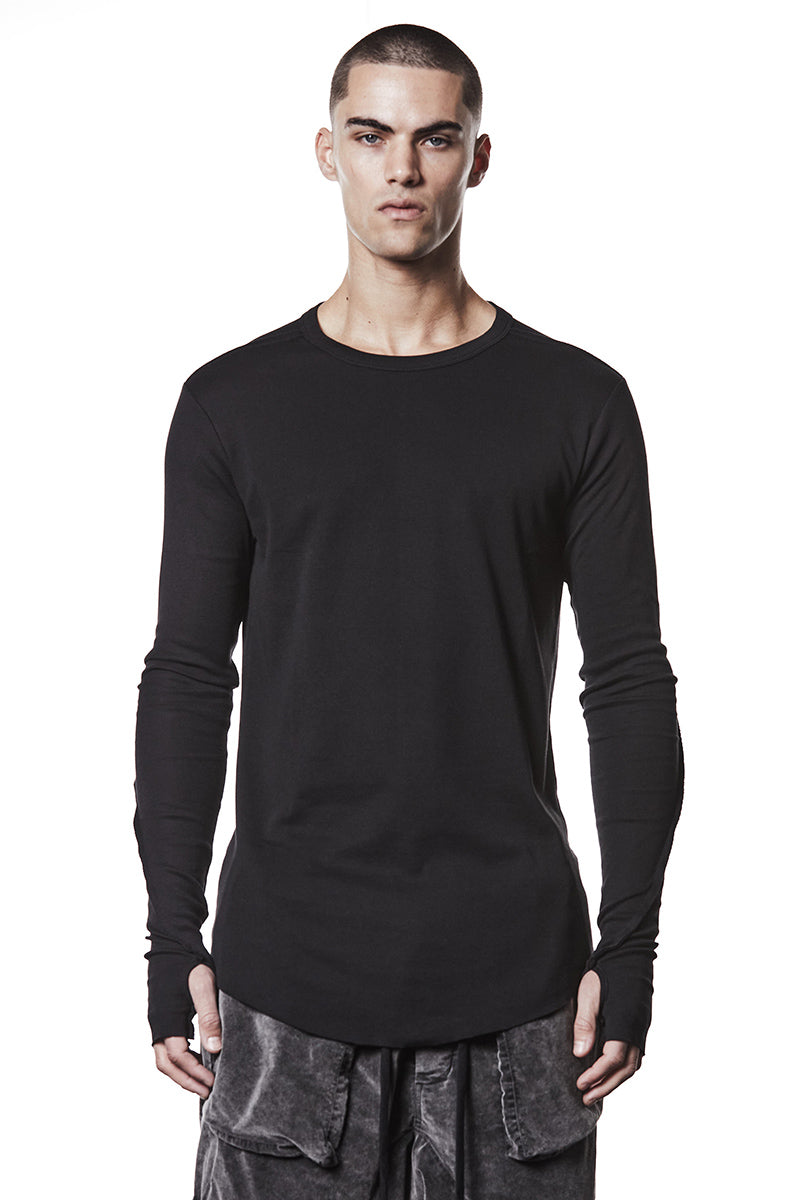 BLACK LIGHT COTTON JERSEY TOP