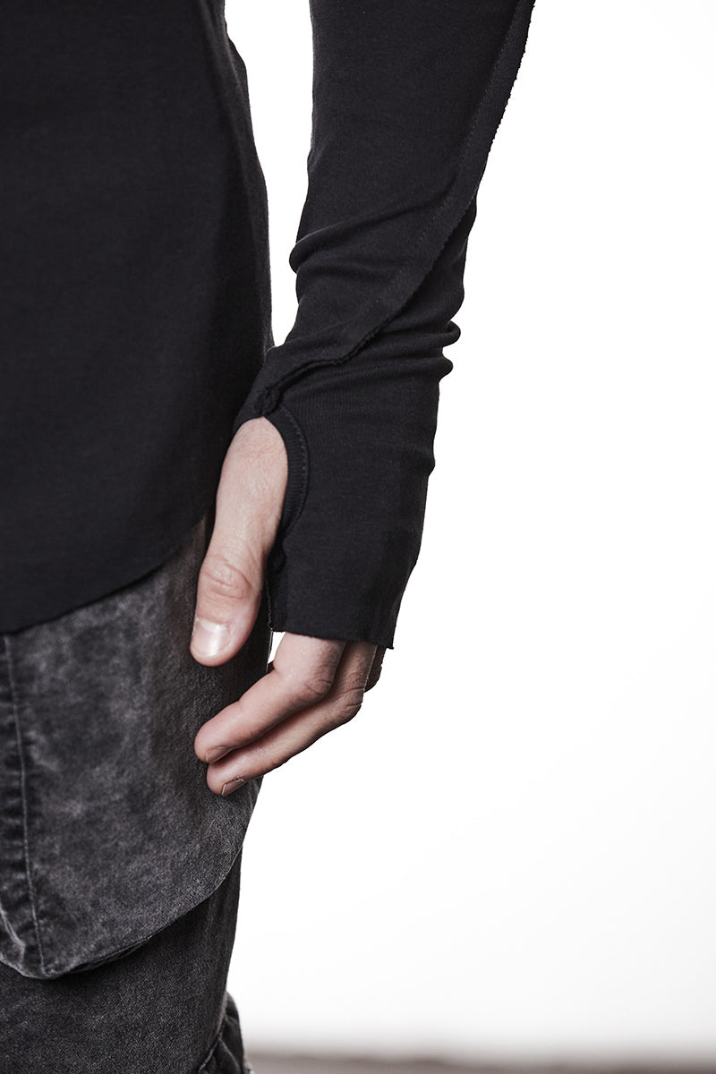 BLACK LIGHT COTTON JERSEY TOP