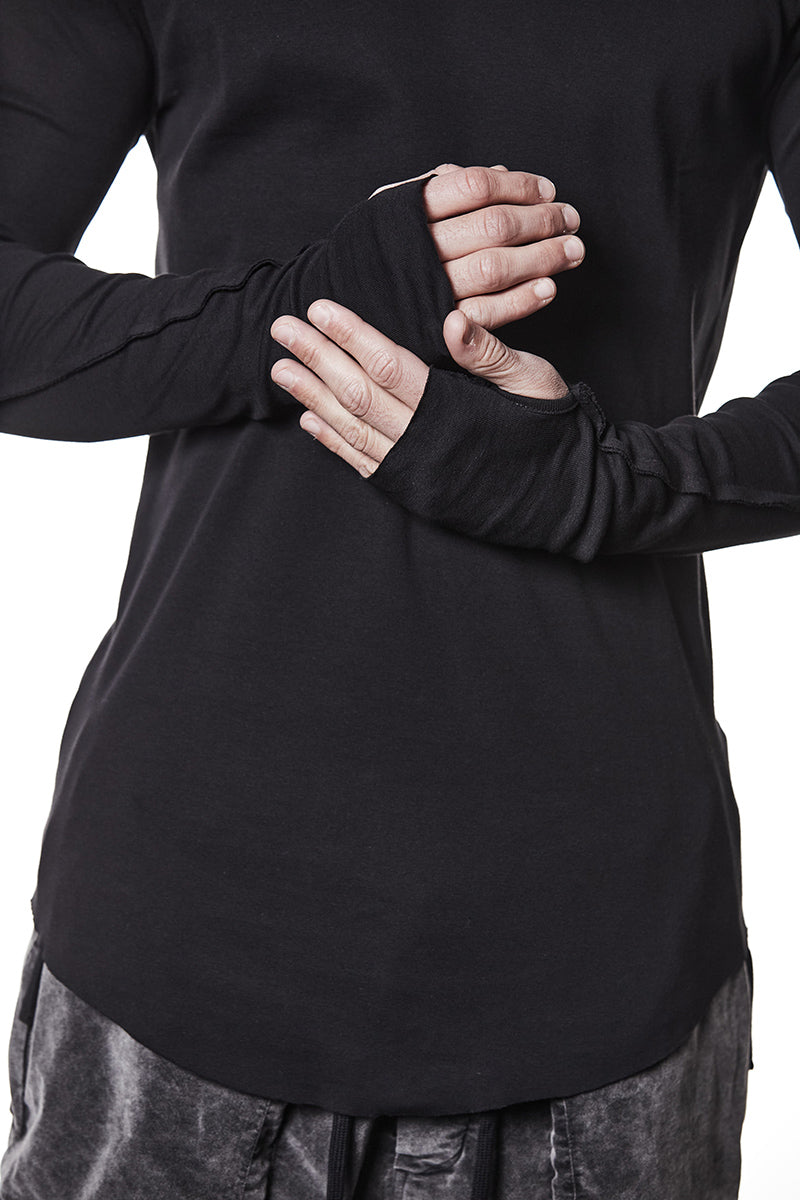 BLACK LIGHT COTTON JERSEY TOP