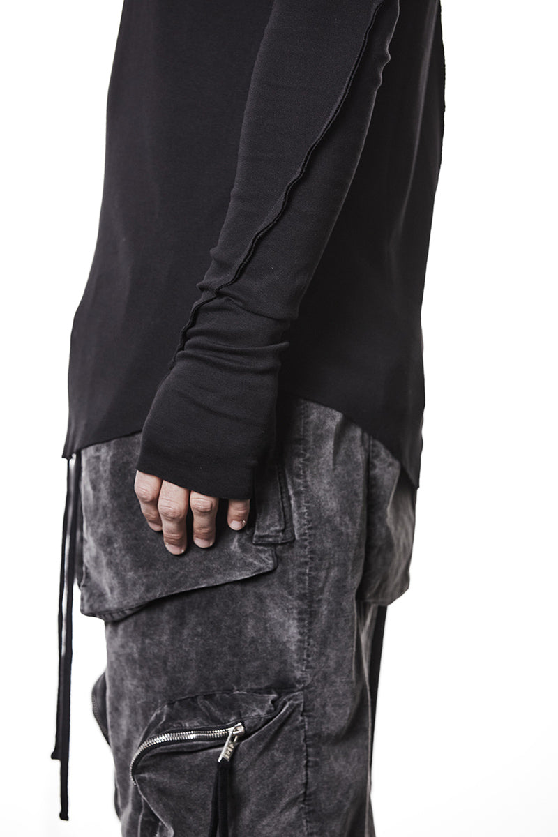 BLACK LIGHT COTTON JERSEY TOP