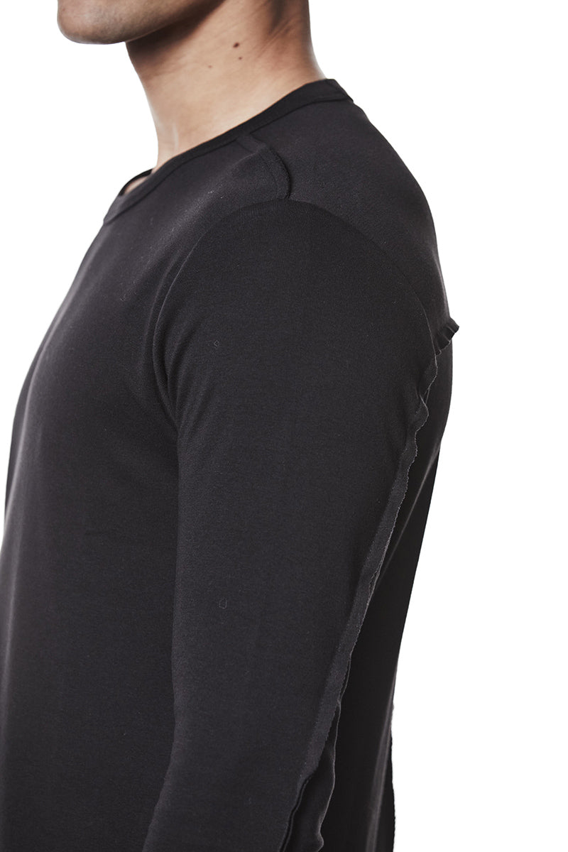 BLACK LIGHT COTTON JERSEY TOP