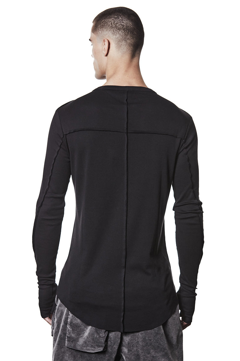 BLACK LIGHT COTTON JERSEY TOP