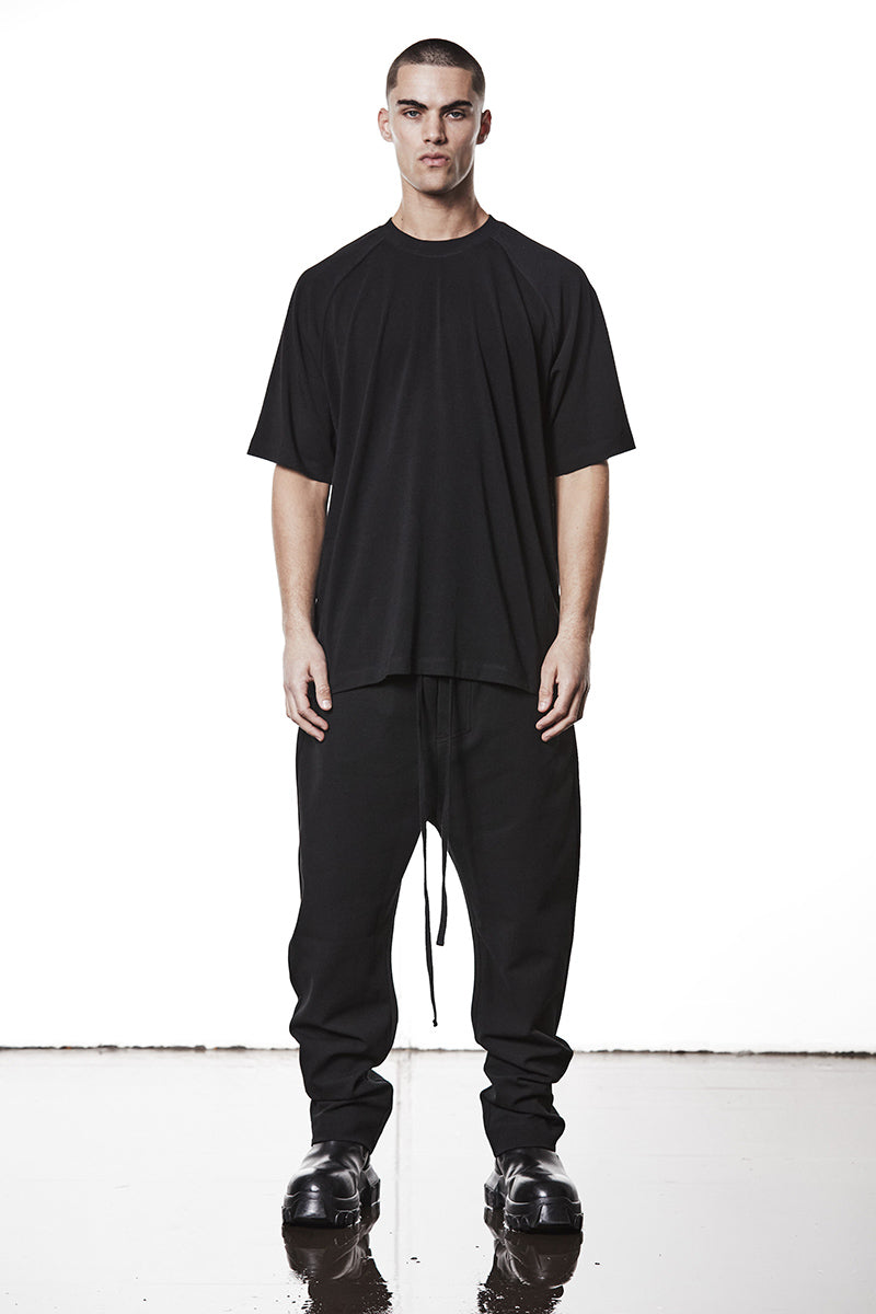 BLACK OVERSIZED FLUFFY JERSEY TEE