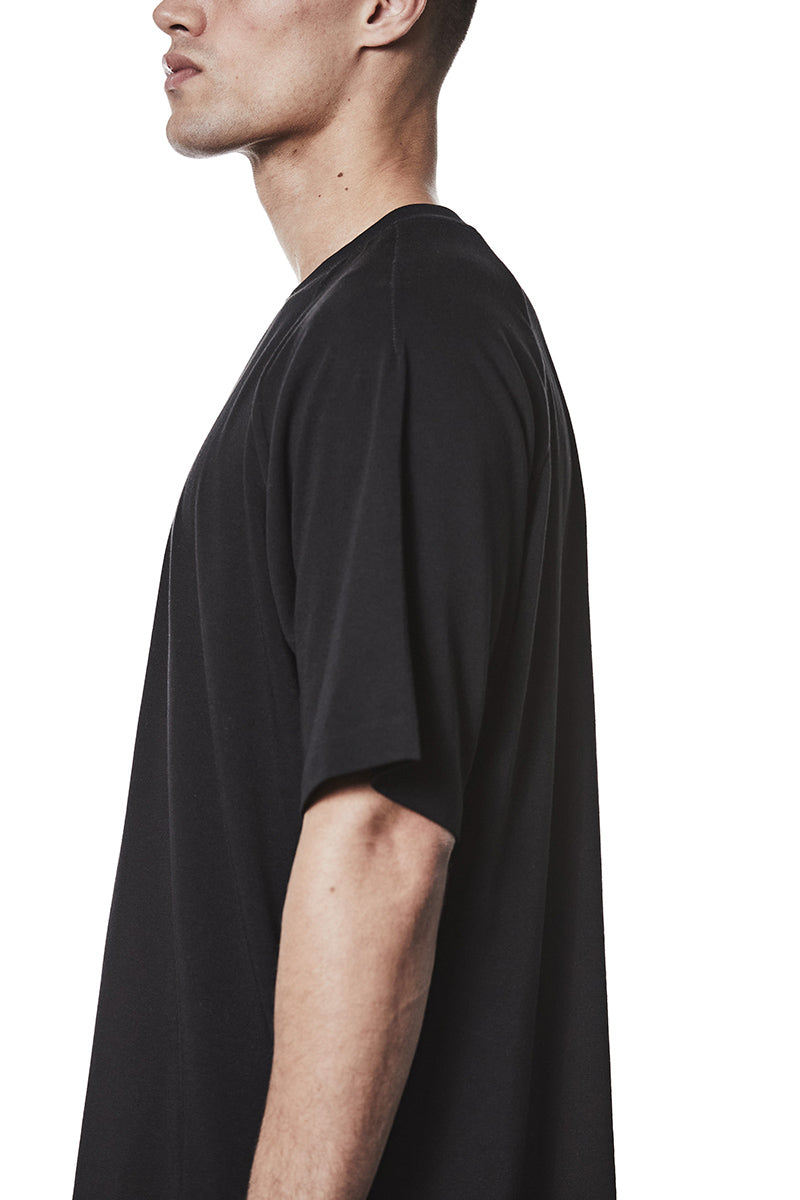 BLACK OVERSIZED FLUFFY JERSEY TEE