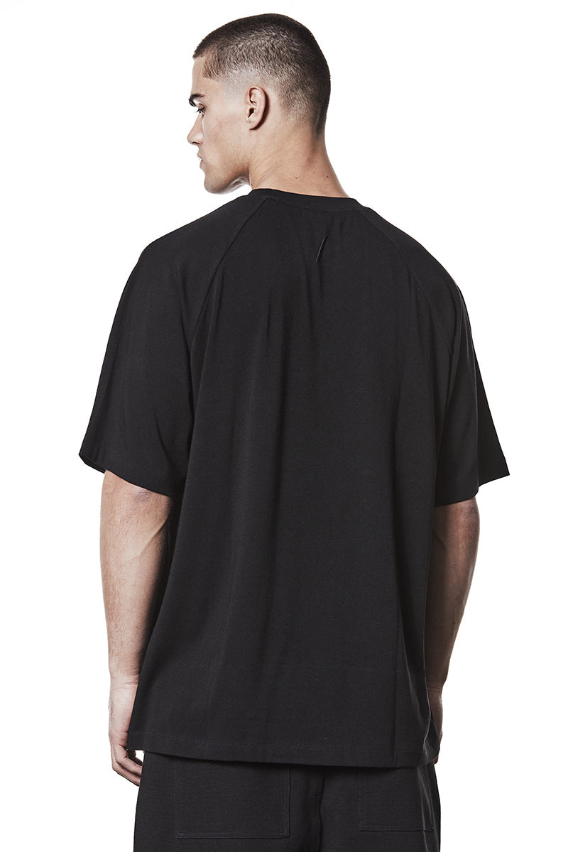 BLACK OVERSIZED FLUFFY JERSEY TEE