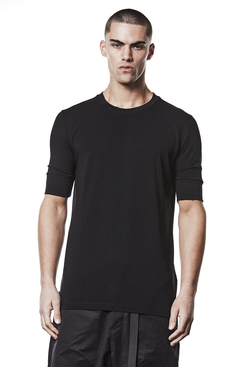 BLACK SOFT FLUFFY JERSEY TEE