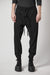 BLACK ZIPPED DROP CROTCH PANTS