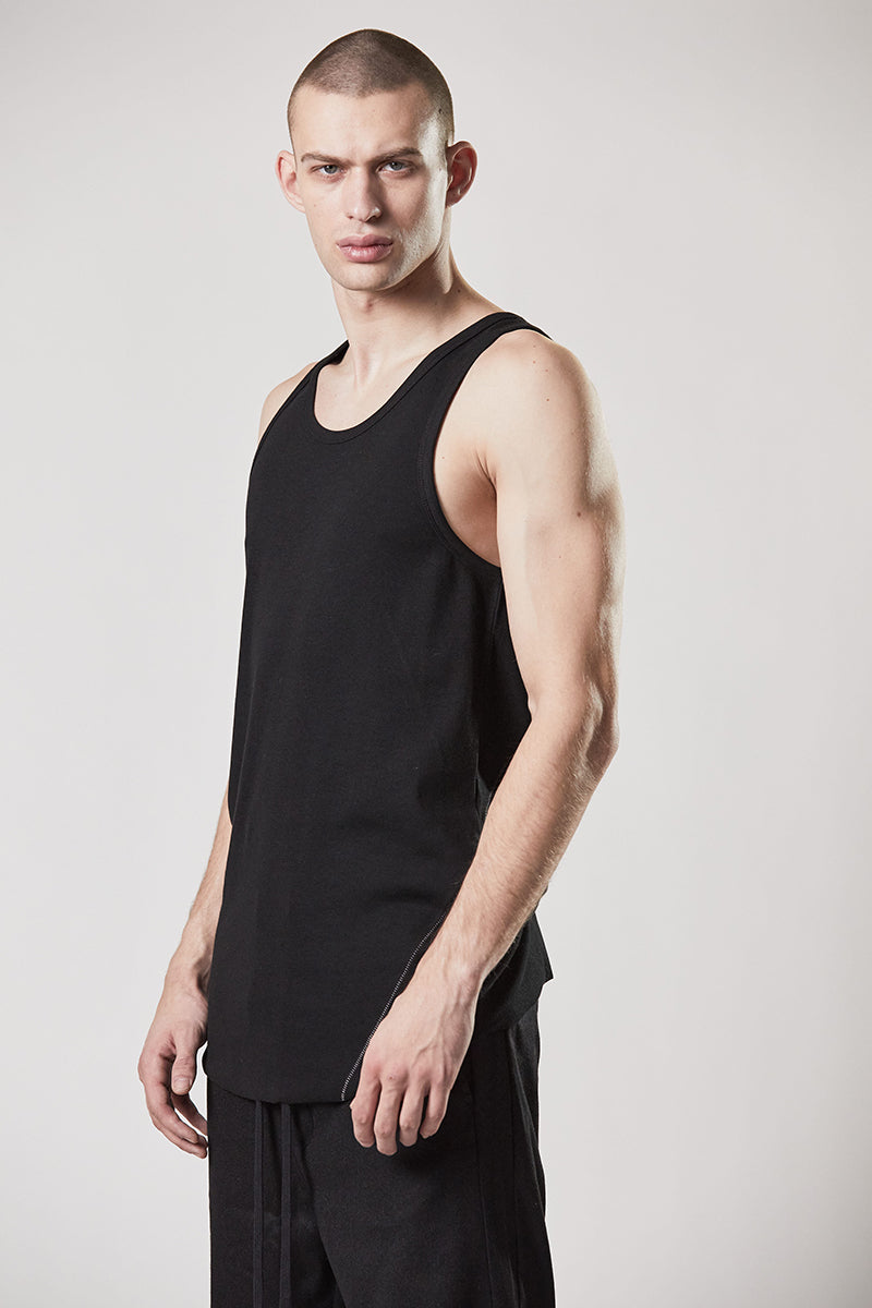 BLACK RIB TANK TOP