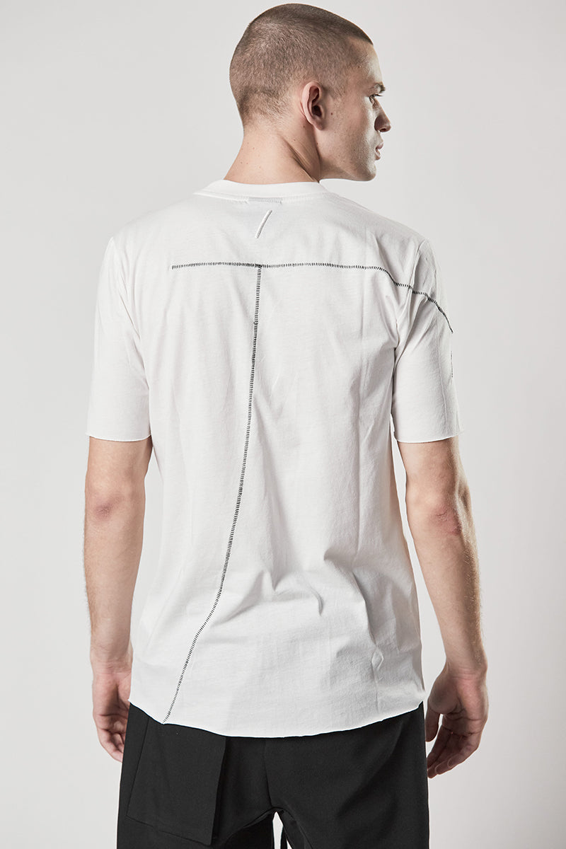 CREAM CONTRAST STITCHING TEE