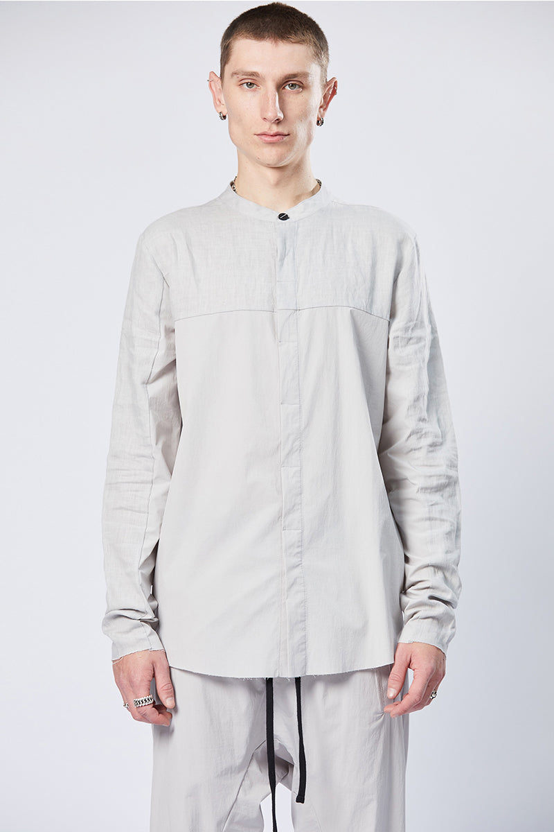 SILVER STAND UP COLLAR SHIRT