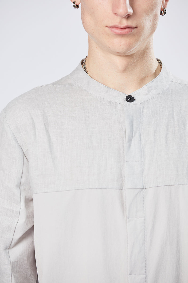 SILVER STAND UP COLLAR SHIRT
