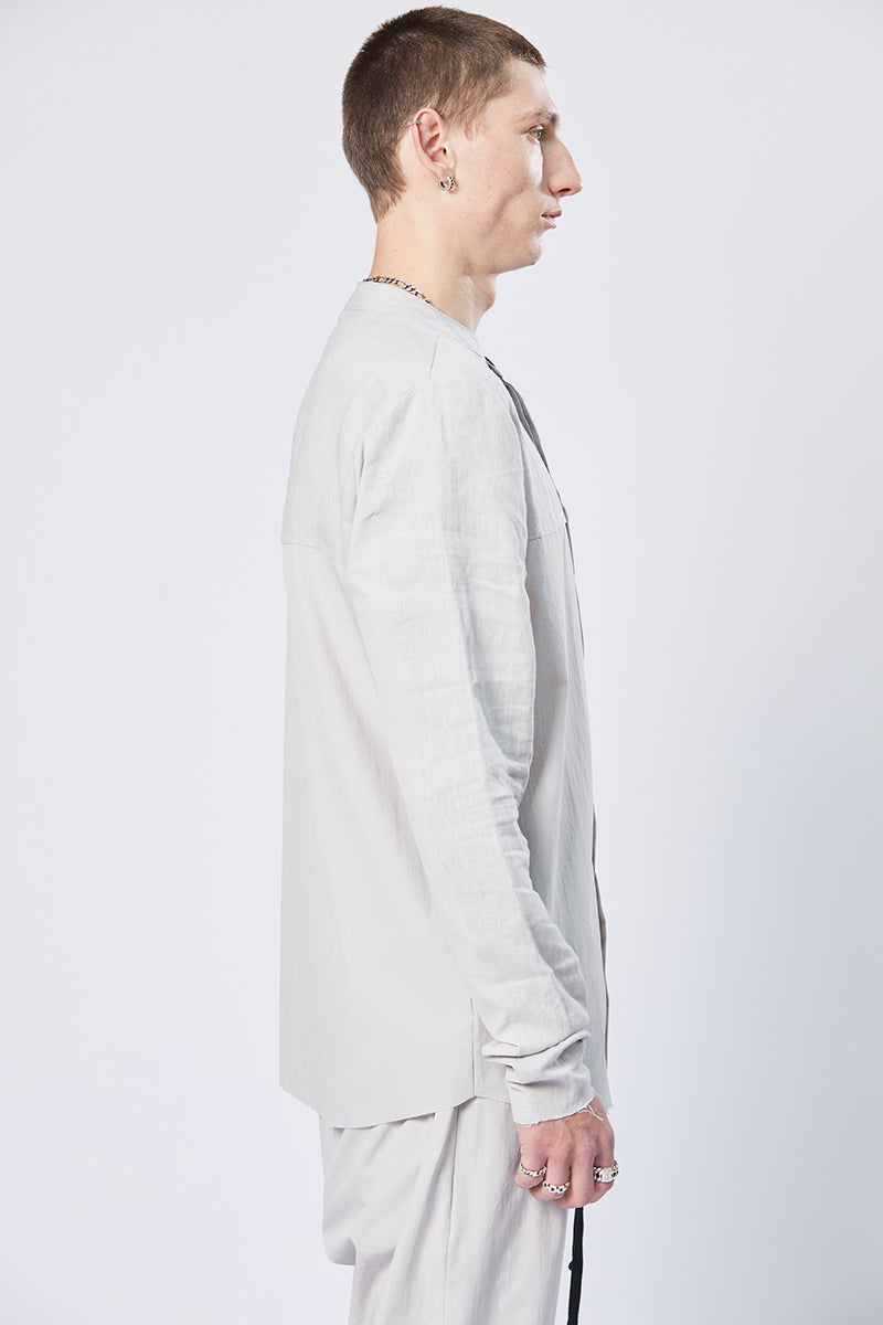 SILVER STAND UP COLLAR SHIRT